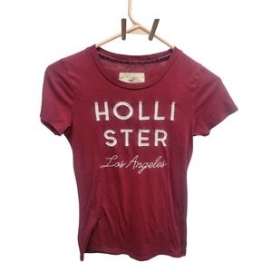 Hollister Los Angeles T-Shirt XS‎ Maroon Casual Everyday Tee